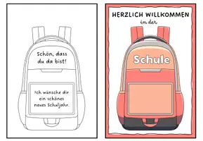 Vorschau - Mal- und Bastelvorlagen - Klappkarte "Willkommen (zurück) in der Schule" Schulanfang - Seite 1