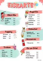 Vorschau - Unterrichtsreihen - Tafelbilder, Rechnen mit Geld. Eiskarte, Preistafel 1.Klasse, 2.Klasse, 3.Klasse Sommer - Deckblatt
