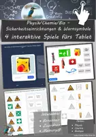 Vorschau - Spiele - Physik/Chemie/Bio – Sicherheitseinrichtungen & Warnsymbole: 4 interaktive Spiele fürs Tablet - Deckblatt