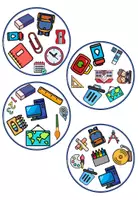 anteprima - Materiale interattivo - Trova Due Uguali (Scuola) - School Symbol Scramble Game - Pagina 1