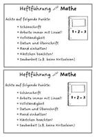Vorschau - Arbeitsblätter - Heftführung Mathematik Note für Schrift und Gestaltung - Seite 1