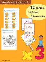 Aperçu - Feuilles d'exercices - Apprendre la Table de 3 - Cartes, Fiches et PowerPoints - Page de couverture