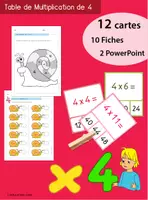 Aperçu - Feuilles d'exercices - Apprendre la Table de 4 - Cartes, Fiches et PowerPoints - Page de couverture