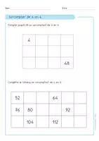 Aperçu - Feuilles d'exercices - Apprendre la Table de 4 - Cartes, Fiches et PowerPoints - Page 1
