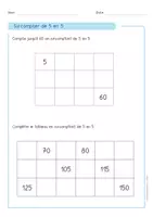 Aperçu - Feuilles d'exercices - Apprendre la Table de 5 - Cartes, Fiches et PowerPoints - Page 1