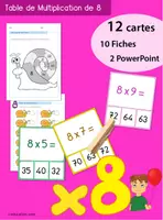 Aperçu - Feuilles d'exercices - Apprendre la Table de 8 - Cartes, Fiches et PowerPoints - Page de couverture