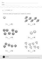 Aperçu - Feuilles d'exercices - Activités sur le nombre 10 : Dénombrer, Ecrire, Lire - Page 2