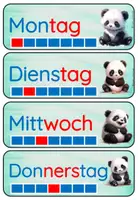 Vorschau - Poster - Wochentage für deine Pandaklasse mit Balken - Seite 1