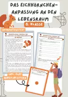 Vorschau - Arbeitsblätter - Das Eichhörnchen- Anpassung an den Lebensraum, Biologie, 6. Klasse | Unterrichtsreihe "Tierische Anpassungen" - Deckblatt