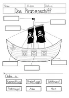 Vorschau - Arbeitsblätter - Das Piratenschiff - Beschriftung & Arbeitsblätter - Deckblatt