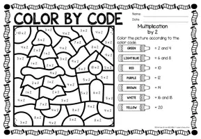 Vorschau - Arbeitsblätter - Color by code - Multiplication (Winter) - Seite 2