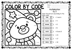 Vorschau - Arbeitsblätter - Color by code - Multiplication (Winter) - Seite 3