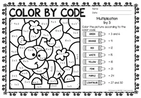 Vorschau - Arbeitsblätter - Color by code - Multiplication (Spring) - Seite 3