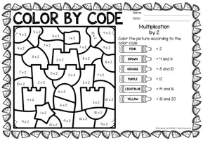 Vorschau - Arbeitsblätter - Color by code - Multiplication (Summer) - Seite 2