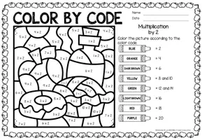 Vorschau - Arbeitsblätter - Color by Code - Multiplication (Seasons) | Bundle - Seite 2