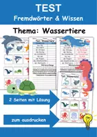 Vorschau - Arbeitsblätter - Test Tiere im Wasser - DaZ/DaF, Deutsch, Sachunterricht (Klasse 1 und 2) - Deckblatt
