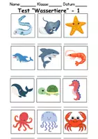Vorschau - Arbeitsblätter - Test Tiere im Wasser - DaZ/DaF, Deutsch, Sachunterricht (Klasse 1 und 2) - Seite 1