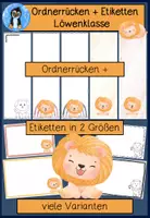 Vorschau - Merkblätter - Ordnerrücken & Etiketten – Löwenklasse 🦁 | Klassentier Löwe | Grundschule - Deckblatt