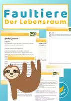 Vorschau - Arbeitsblätter - Faultiere im Sachunterricht Lebensraum, Bedrohung und Schutz - Deckblatt