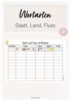Vorschau - Spiele - Stadt-Land-Fluss mit Wortarten - Deckblatt