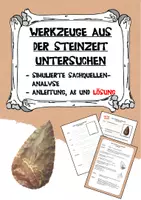 Vorschau - Arbeitsblätter - Steinzeit: Ein Werkzeug untersuchen - Deckblatt
