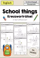 Vorschau - Arbeitsblätter - School things at school crossword Kreuzworträtsel differenziert - Englisch - Deckblatt