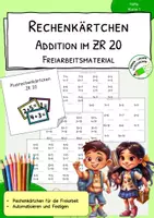 Vorschau - Stationenlernen - Rechenkärtchen - Additon - ZR 20 - Freiarbeit - Deckblatt