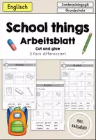 Vorschau - Arbeitsblätter - School things at school Arbeitsblatt Wortschatz differenziert - Englisch - Deckblatt