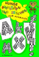 Vorschau - Mal- und Bastelvorlagen - Hunde Buchstaben und Satzzeichen Zentangle-Ausmalbilder - Deckblatt