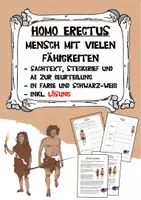 Vorschau - Arbeitsblätter - Steinzeit: Homo erectus - ein besonderer Mensch - Deckblatt