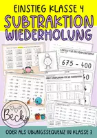 Vorschau - Arbeitsblätter - Einstieg Mathe Klasse 4 (Subtraktion, schriftliche Subtraktion) - Deckblatt