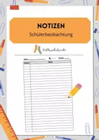 Vorschau - Anderer Materialtyp - Notizen Schülerbeobachtung - Deckblatt