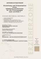 Vorschau - Stundenentwürfe - Unterrichtsentwurf Erstellung und Präsentation eines Inhaltsverzeichnisses für die Praxismappe zum Lernfeld 7 - Deckblatt