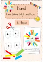 Vorschau - Mal- und Bastelvorlagen - Kunstidee zum Bilderbuch "Herr Löwe trägt heut' bunt!" - Deckblatt