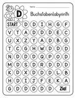Vorschau - Arbeitsblätter - Buchstabenlabyrinth / Suchsel Buchstabe "D" inkl. Lösung - Seite 1