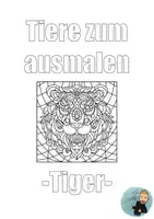 Vorschau - Mal- und Bastelvorlagen - Ausmalbild Tiger - Deckblatt