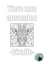Vorschau - Mal- und Bastelvorlagen - Ausmalbild Giraffe - Deckblatt