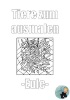 Vorschau - Mal- und Bastelvorlagen - Ausmalbild Eule - Deckblatt