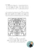 Vorschau - Mal- und Bastelvorlagen - Ausmalbild Elefant - Deckblatt