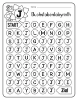 Vorschau - Spiele - Buchstabenlabyrinth / Suchsel Buchstabe "J" inkl. Lösung - Seite 1