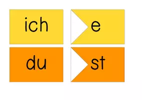 Vorschau - Präsentationen/Tafelbilder - Regelmäßige Verben „Sprache Stein Papier 2“ - Seite 1
