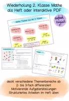 Vorschau - Interaktives Material - Wiederholung 2. Klasse Mathe interaktive PDF - Deckblatt