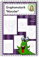 Vorschau - Arbeitsblätter - Graphomotorik Übungsblätter "Monster"- nachspuren und ausmalen - Deckblatt