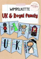 Vorschau - Mal- und Bastelvorlagen - Wimpelkette Landeskunde "United Kingdom and royal family" - Deckblatt