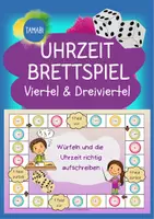 Vorschau - Spiele - Brettspiel Uhrzeit "viertel & dreiviertel Stunde" | Uhr | Uhrzeit 1 Klasse | Uhrzeit 2 Klasse | Uhr Spiel - Deckblatt