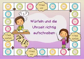Vorschau - Spiele - Brettspiel Uhrzeit "viertel & dreiviertel Stunde" | Uhr | Uhrzeit 1 Klasse | Uhrzeit 2 Klasse | Uhr Spiel - Seite 3