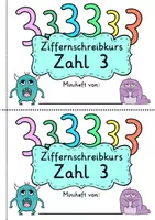 Vorschau - Arbeitsblätter - Zahl 3 als Miniheft - Für den Ziffernschreibkurs - Seite 1