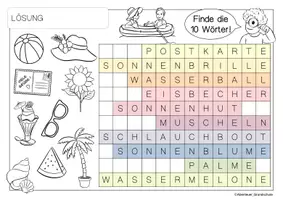 Vorschau - Arbeitsblätter - Sommer - Wörter finden und schreiben - Seite 2