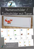 Vorschau - Mal- und Bastelvorlagen - Namensschilder / Tischschilder mit Tieren #Silvesterknaller24 - Deckblatt
