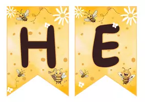 Vorschau - Mal- und Bastelvorlagen - Wimpelkette Herzlich willkommen - Bienenklasse - Seite 1